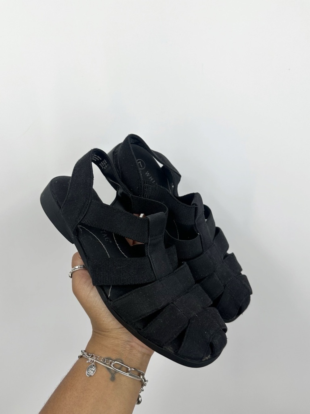 Vintage Y2K Black Grandma Sandals Size Women's 7 Boho Hippie Whimsical